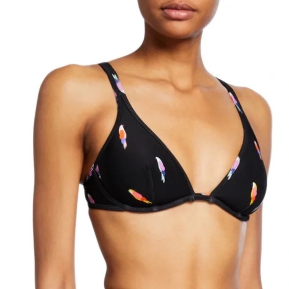 Kate Spade Flock Party Bikini Top XS Black Triangle Swim Adjustable Straps